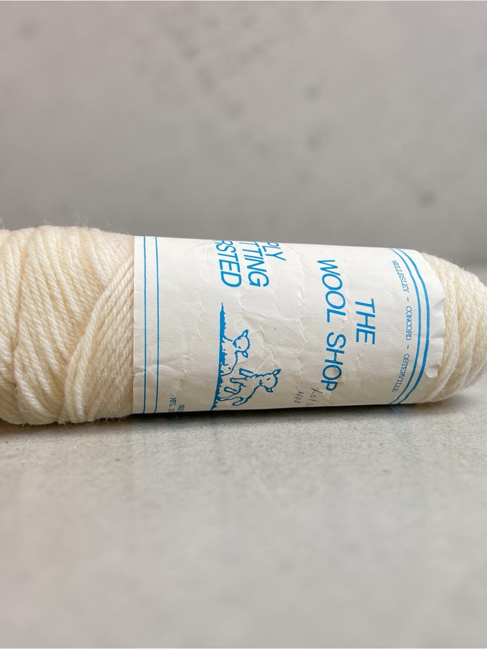 The Wool Shop, vintage virgin wool yarn, 1 skein, 4 ply, made in Massachusetts